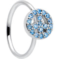 BodyCandy 20G 5/16 Blue Gem Retro Peace Sign Seamless Nose Hoop — main product shot