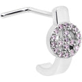 BodyCandy 20G 5/16 Faint Pink Gem Retro Peace Sign Faux Hoop L Shape Nose Ring — main product shot