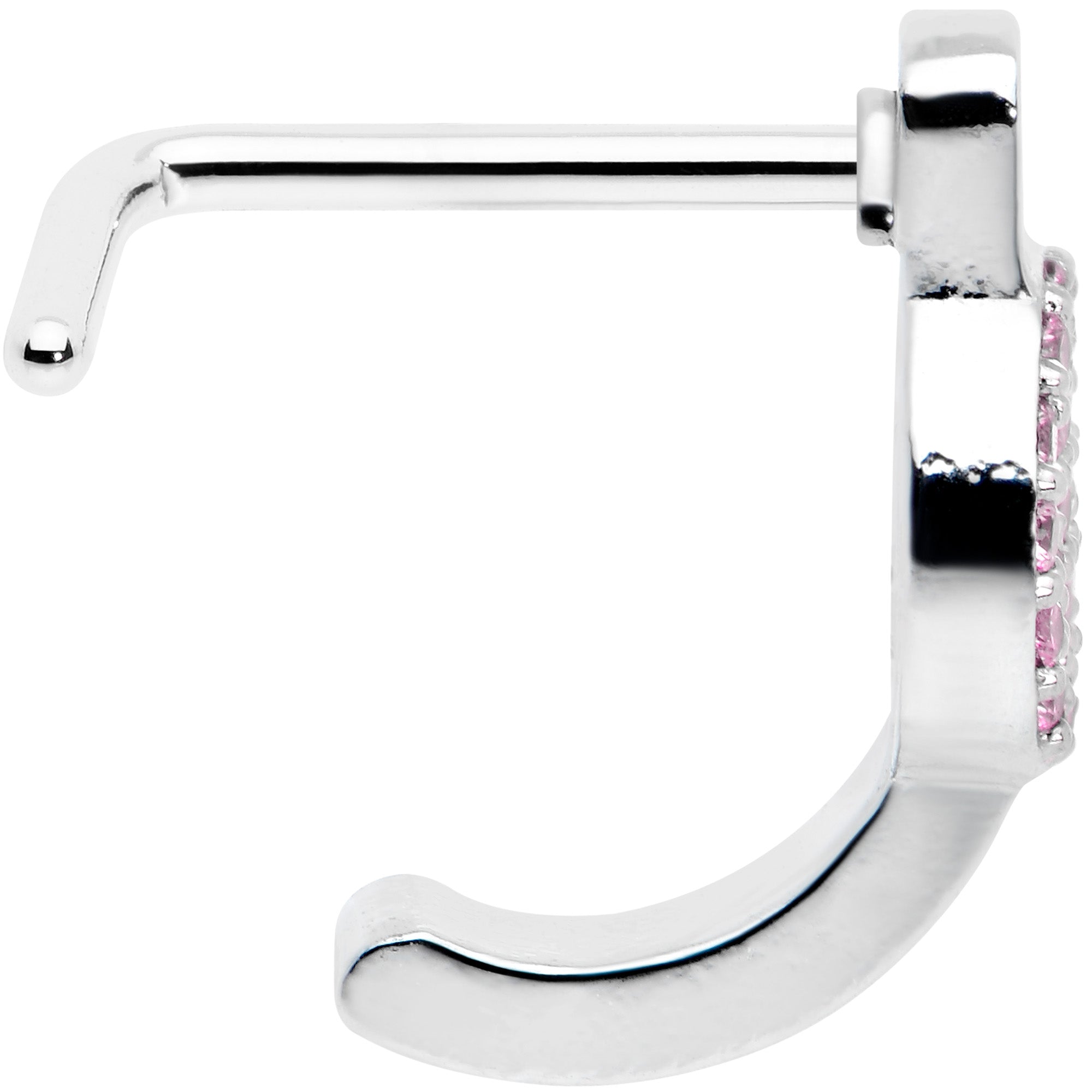 BodyCandy 20G 5/16 Faint Pink Gem Retro Peace Sign Faux Hoop L Shape Nose Ring — lifestyle context