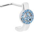 BodyCandy 20G 5/16 Blue Gem Retro Peace Sign Faux Hoop L Shape Nose Ring — main product shot