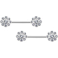 BodyCandy 14G 9/16 Clear Gem Whimsy Flower Barbell Nipple Ring Set — main product shot