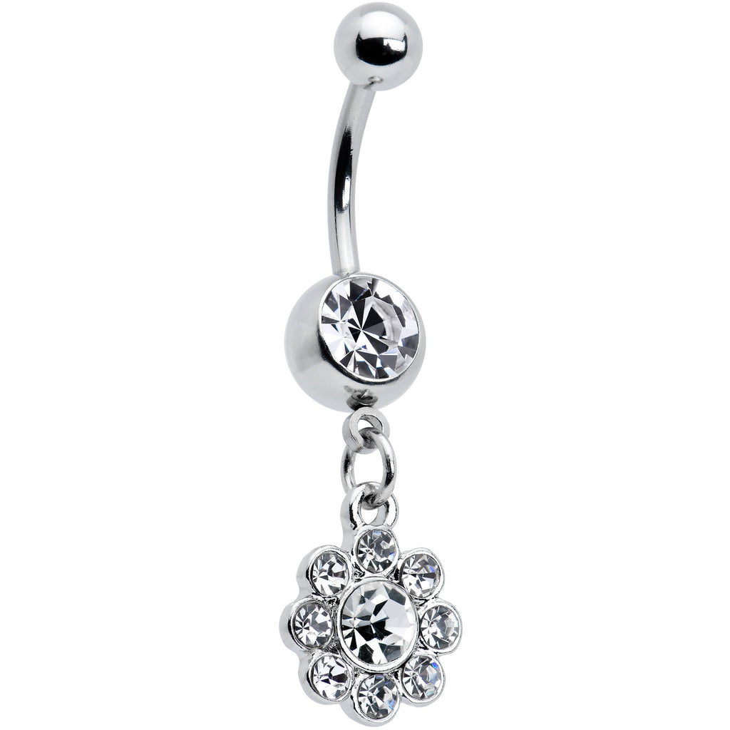 BodyCandy Clear Gem Whimsy Flower Dangle Belly Ring — main product shot