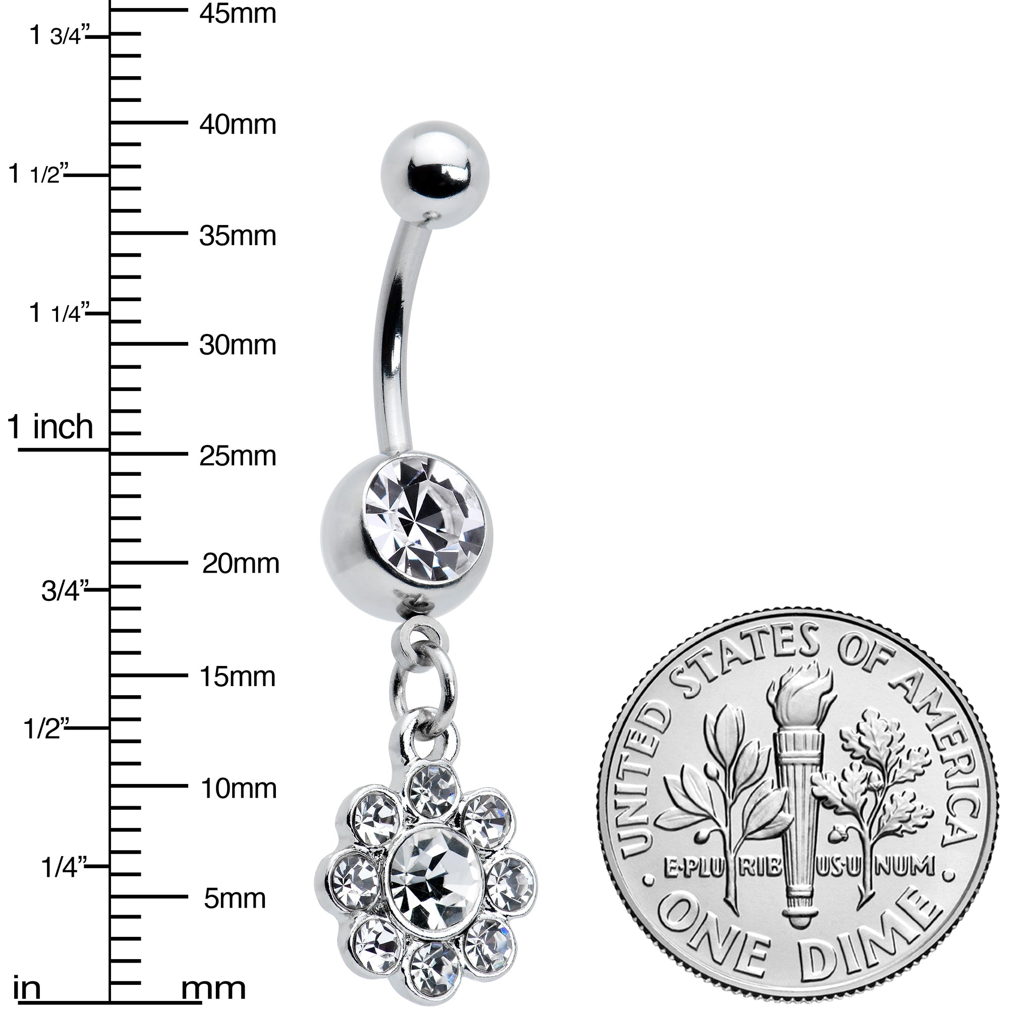 BodyCandy Clear Gem Whimsy Flower Dangle Belly Ring — lifestyle context