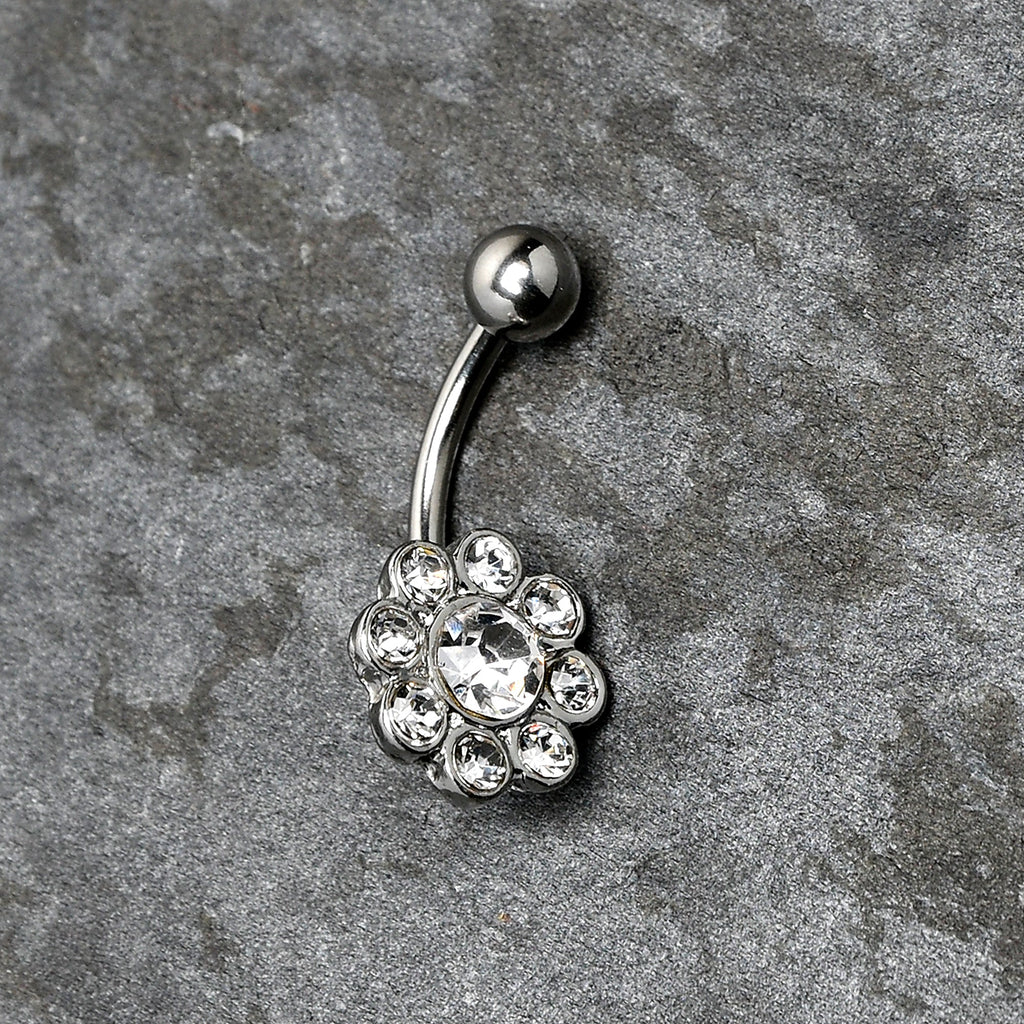 BodyCandy Clear Gem Whimsy Flower Belly Ring — alternative angle