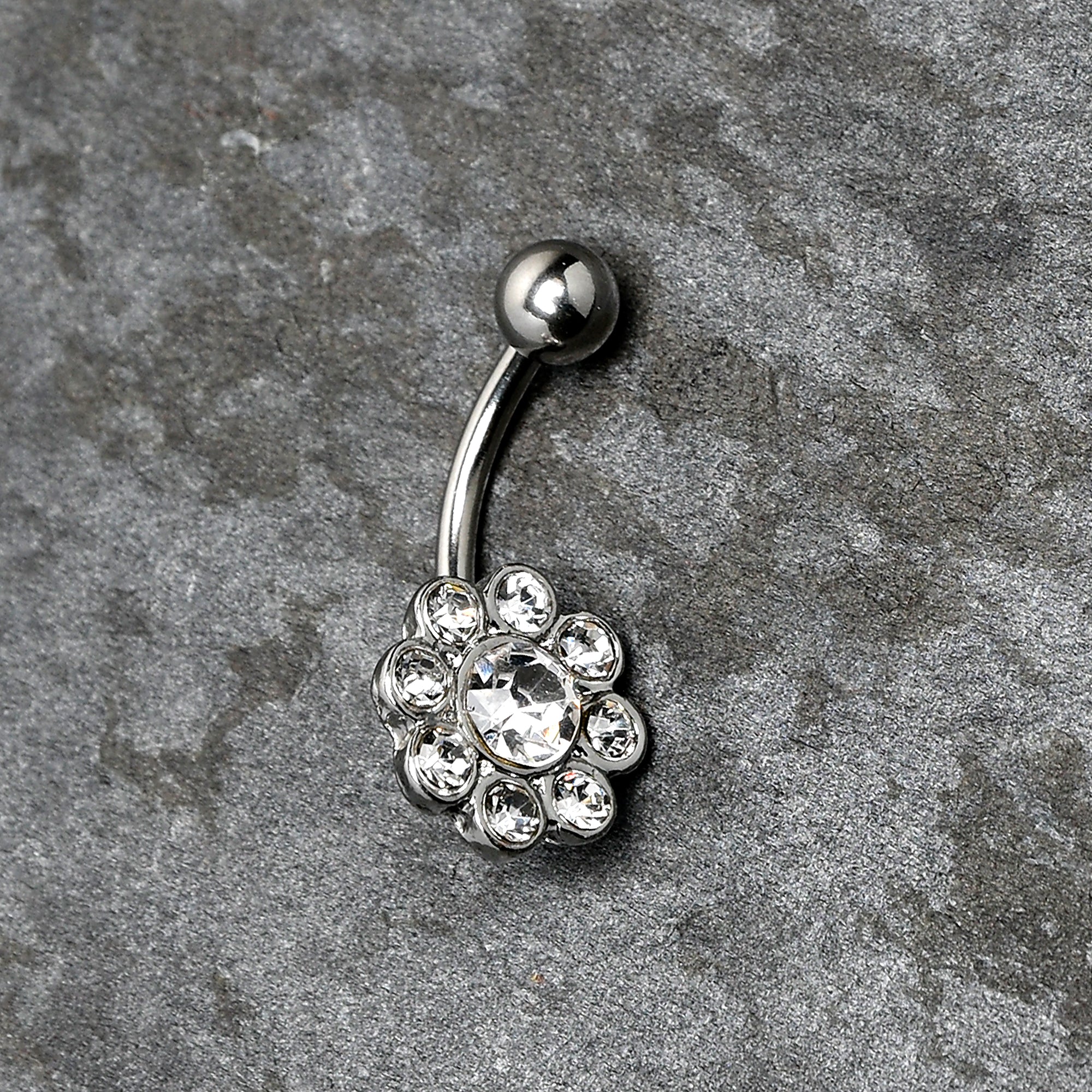 BodyCandy Clear Gem Whimsy Flower Belly Ring — alternative angle