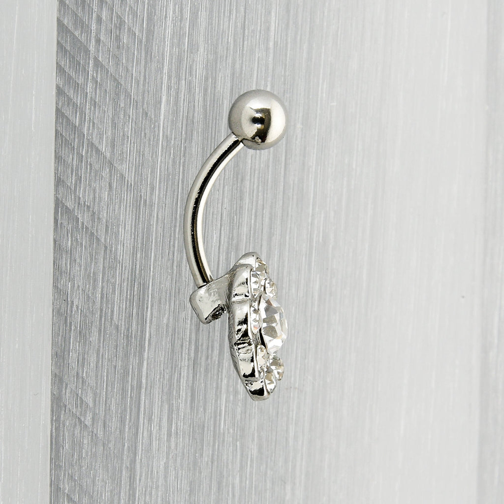 BodyCandy Clear Gem Whimsy Flower Belly Ring — size reference