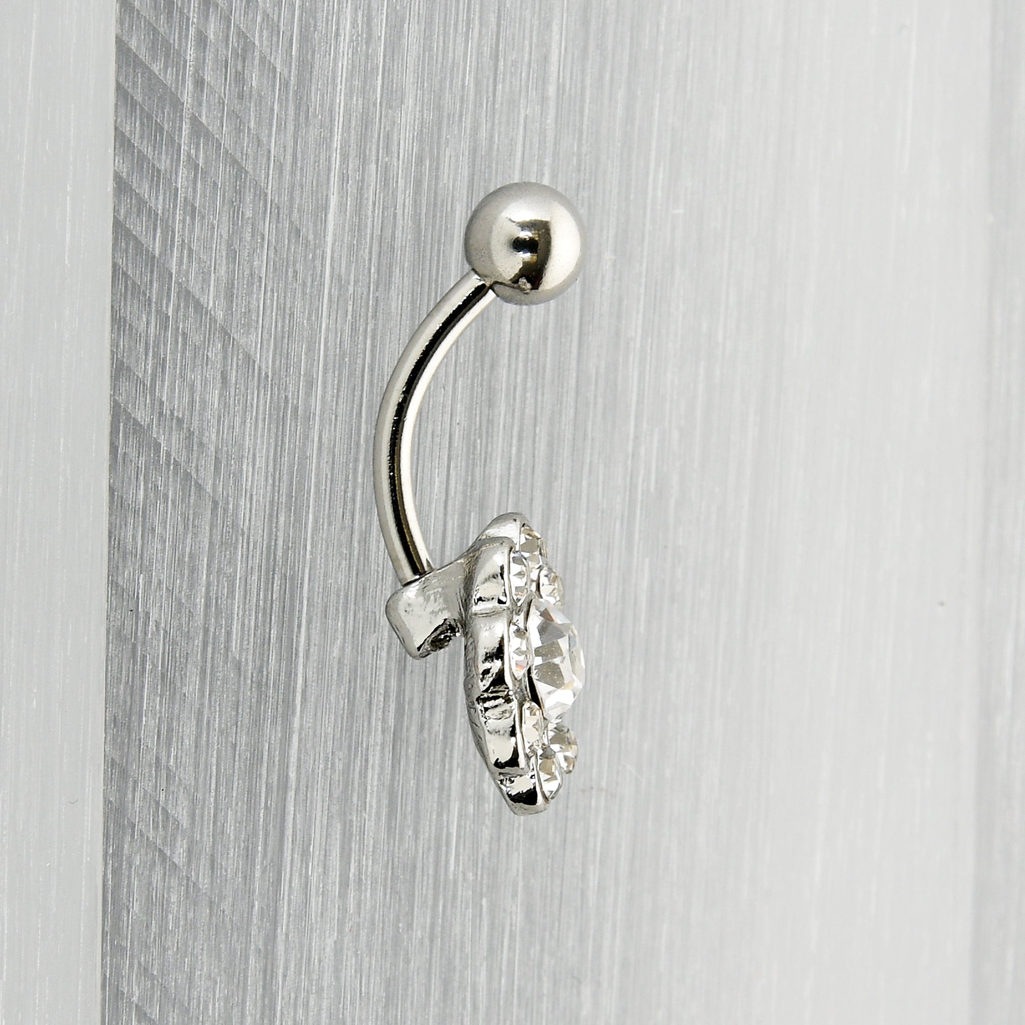 BodyCandy Clear Gem Whimsy Flower Belly Ring — size reference