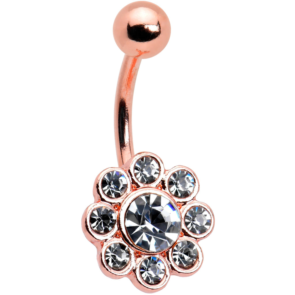 BodyCandy Clear Gem Rose Gold Tone Whimsy Flower Belly Ring — main product shot