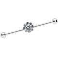 BodyCandy 14G Clear Gem Whimsy Flower Industrial Barbell 38mm — main product shot