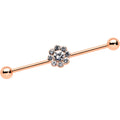 BodyCandy 14G Clear Gem Rose Gold Hue Whimsy Flower Industrial Barbell 38mm — main product shot