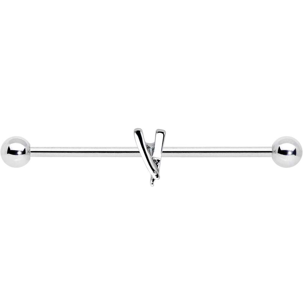 BodyCandy 14G Straight Razor Industrial Barbell 38mm — detail close-up