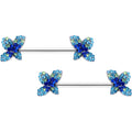 BodyCandy 14G 9/16 Blue Gem Glamour Butterfly Barbell Nipple Ring Set — main product shot