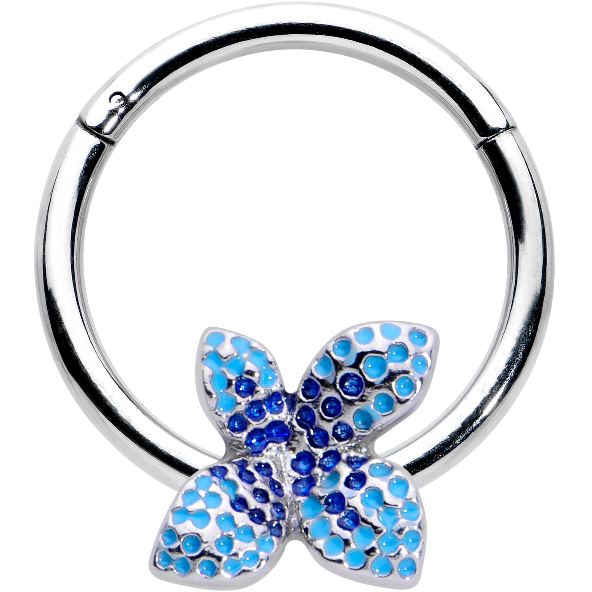 BodyCandy 16G 3/8 Glamour Butterfly Hinged Segment Ring — main product shot