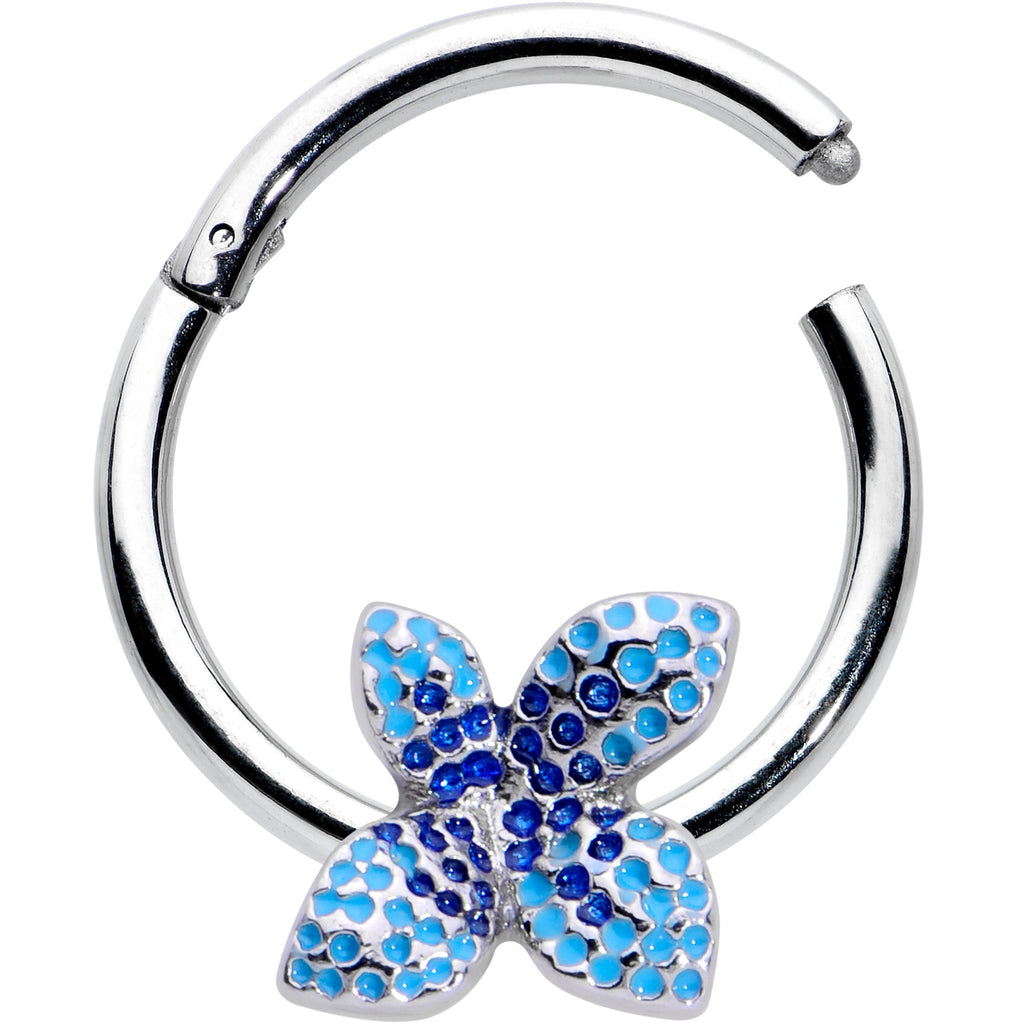 BodyCandy 16G 3/8 Glamour Butterfly Hinged Segment Ring — detail close-up