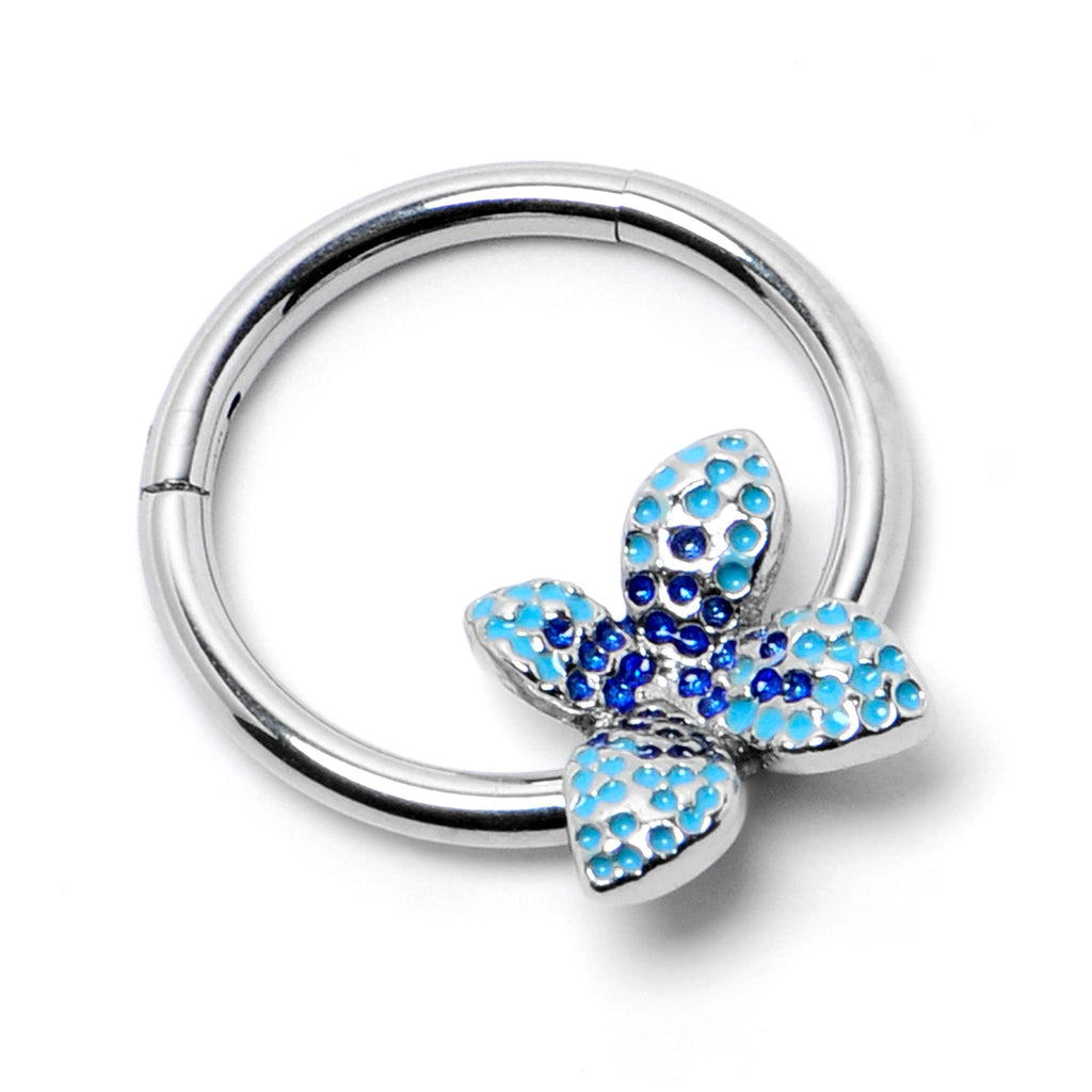 BodyCandy 16G 3/8 Glamour Butterfly Hinged Segment Ring — side view