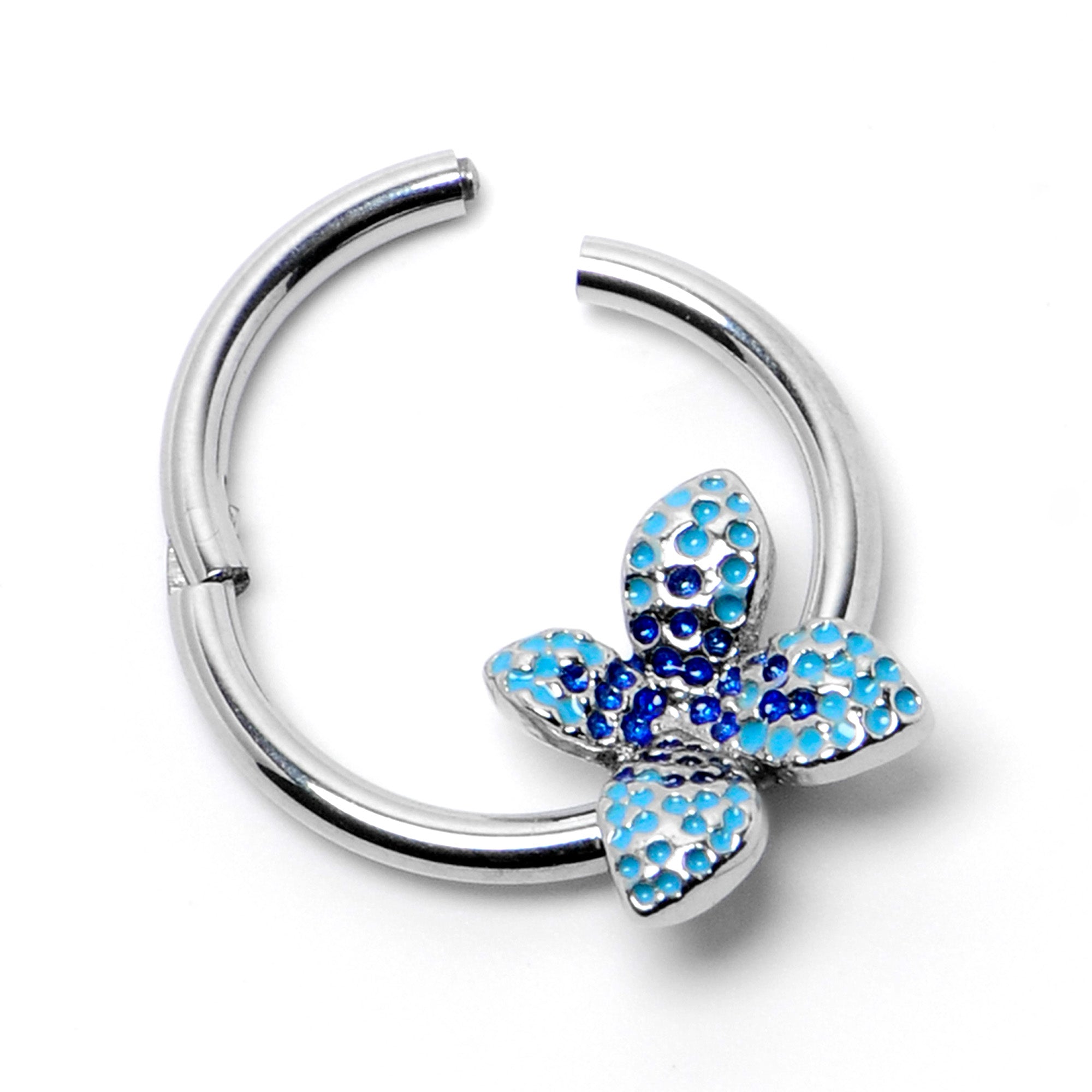 BodyCandy 16G 3/8 Glamour Butterfly Hinged Segment Ring — back view