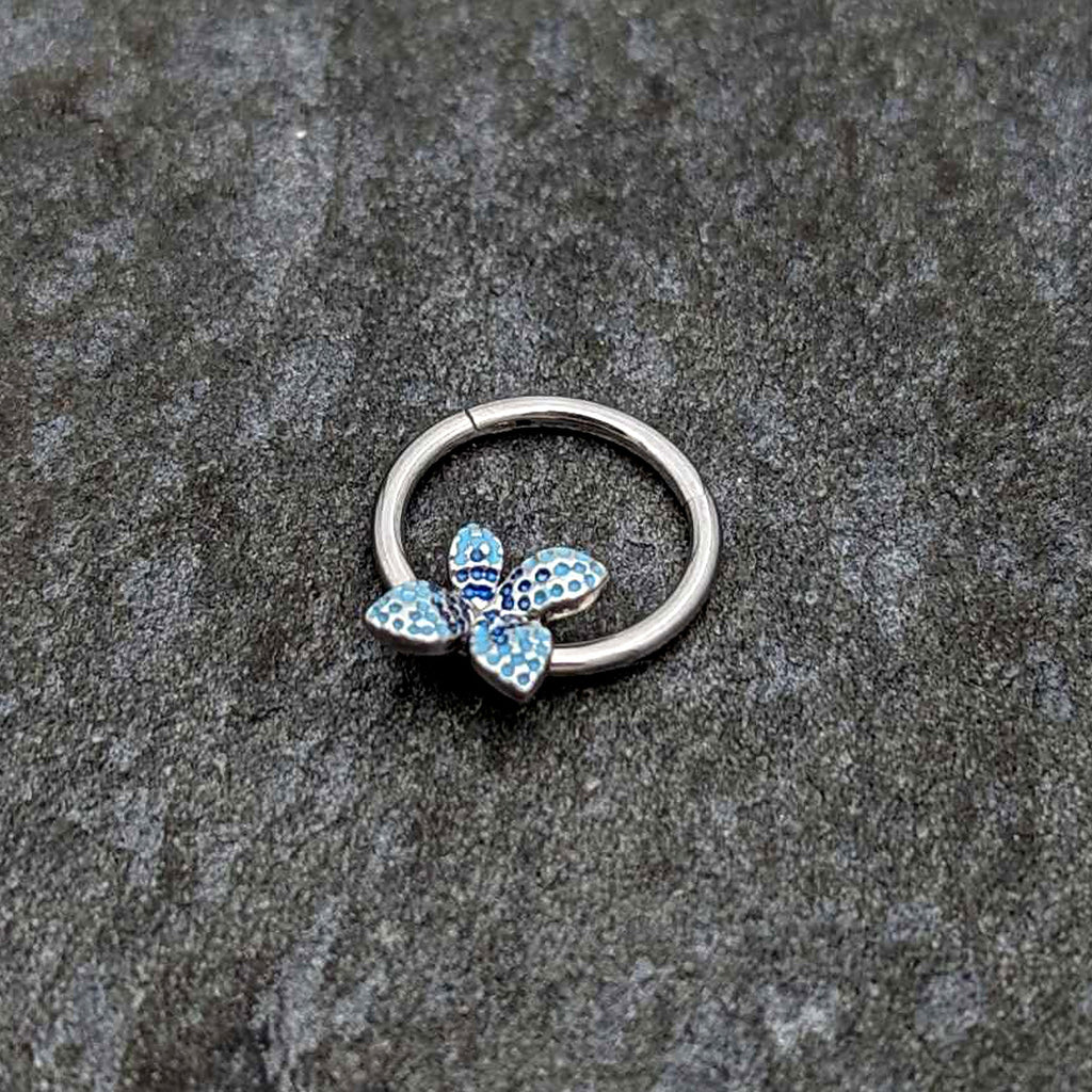 BodyCandy 16G 3/8 Glamour Butterfly Hinged Segment Ring — alternative angle