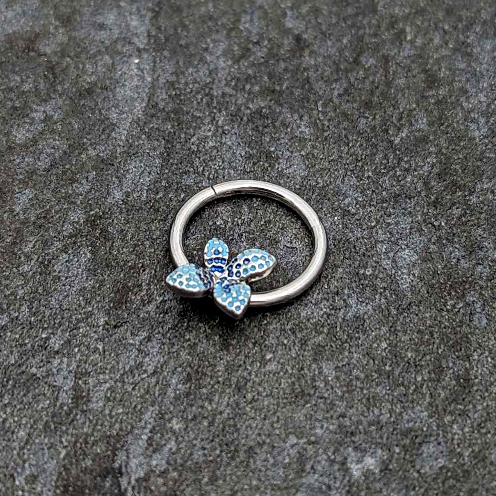 BodyCandy 16G 3/8 Glamour Butterfly Hinged Segment Ring — alternative angle