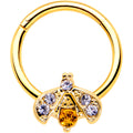 BodyCandy 16G 3/8 Yellow Gem Gold Tone Fashion Winged Bug Hinged Segment Ring — main product shot