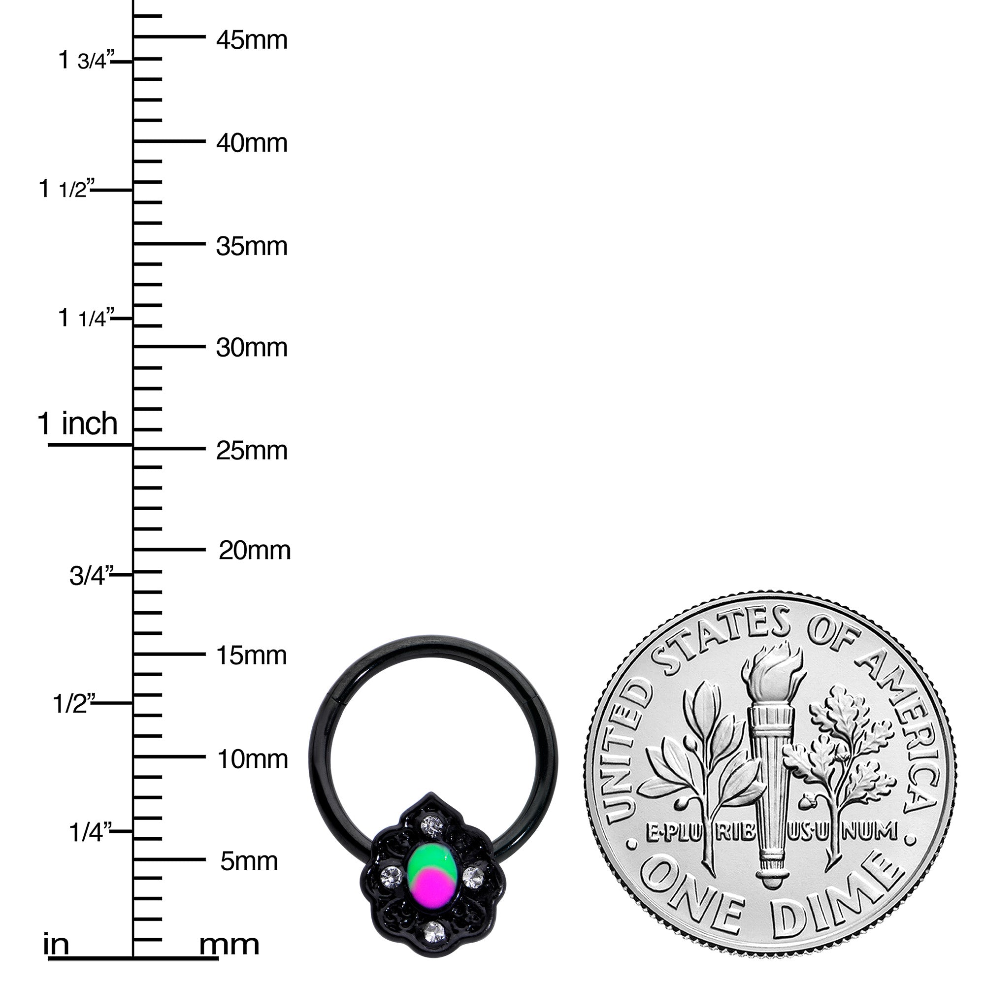 BodyCandy 16G 3/8 Purple Tourmaline Black Lacy Drop Hinged Segment Ring — lifestyle context