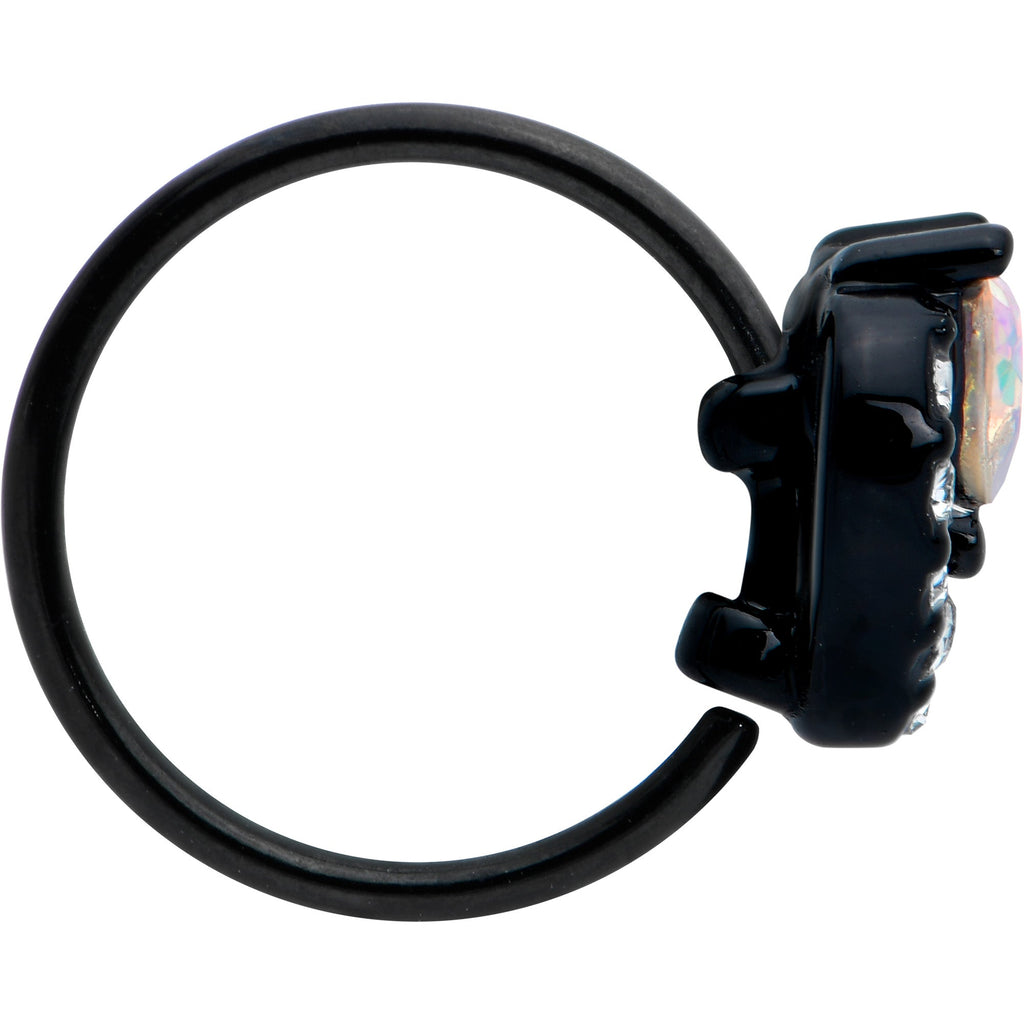 BodyCandy 20G 5/16 Aurora Clear Gem Black Rococo Hearts Nose Hoop — lifestyle context