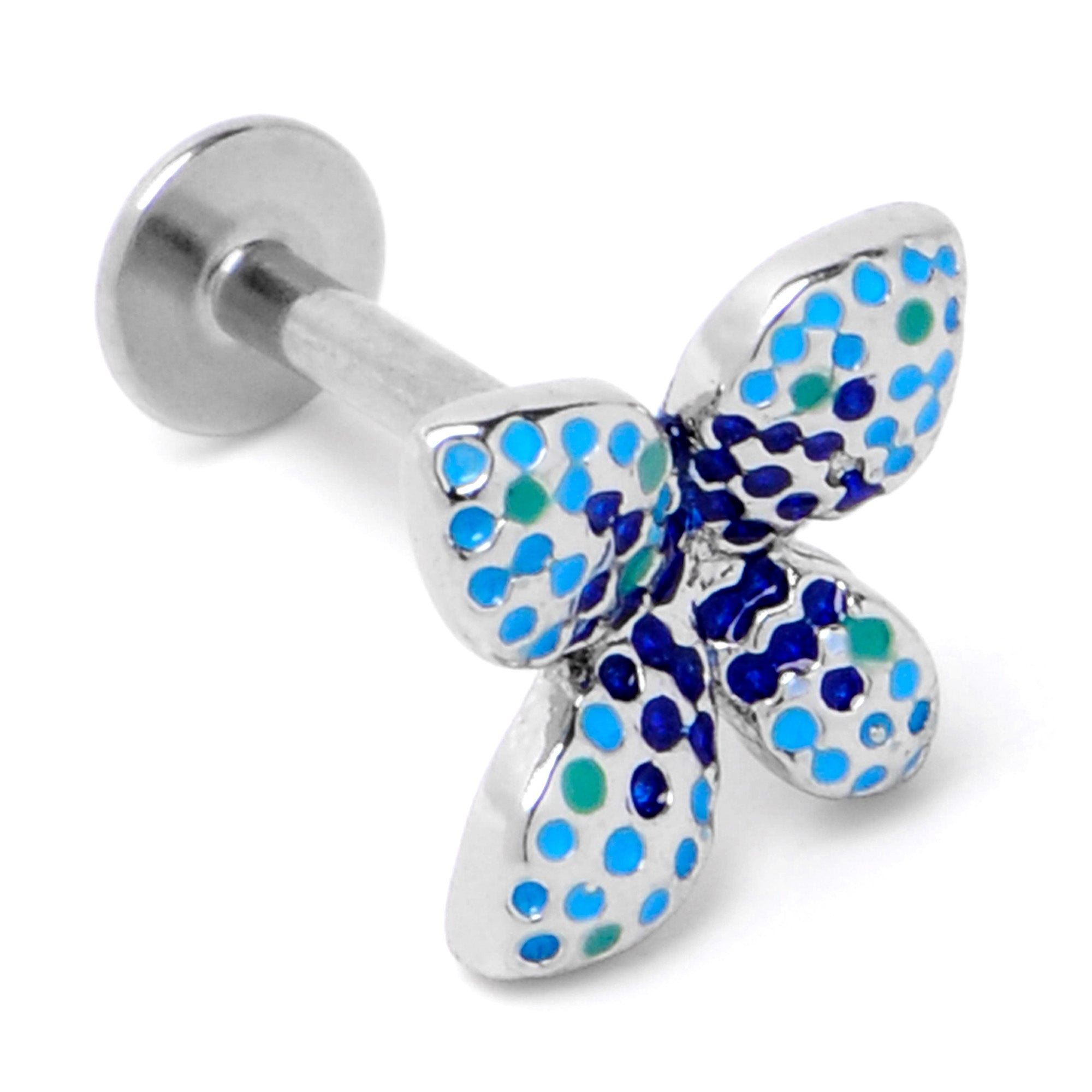 BodyCandy 16G 5/16 Glamour Butterfly Labret Monroe Tragus — back view