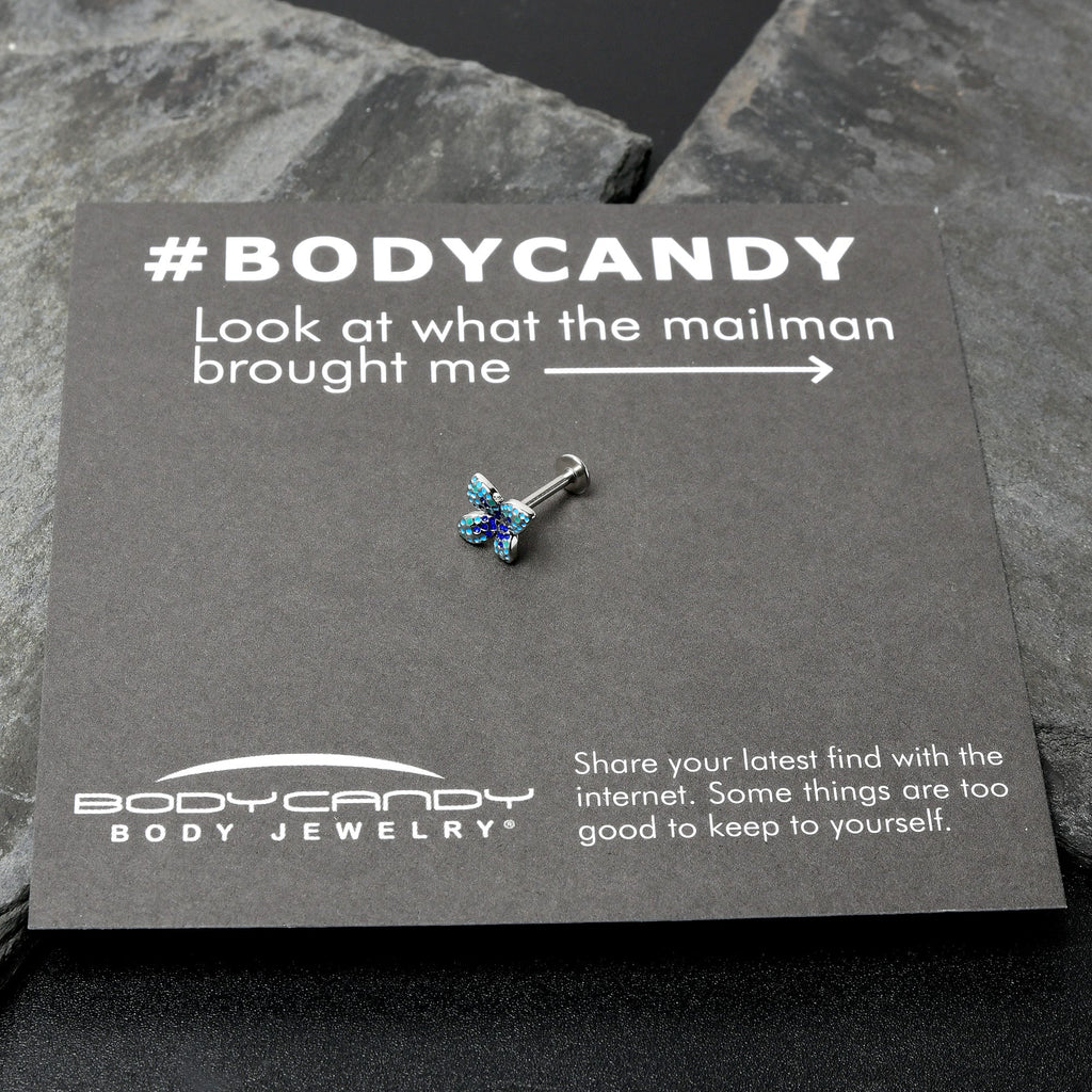 BodyCandy 16G 5/16 Glamour Butterfly Labret Monroe Tragus — size reference