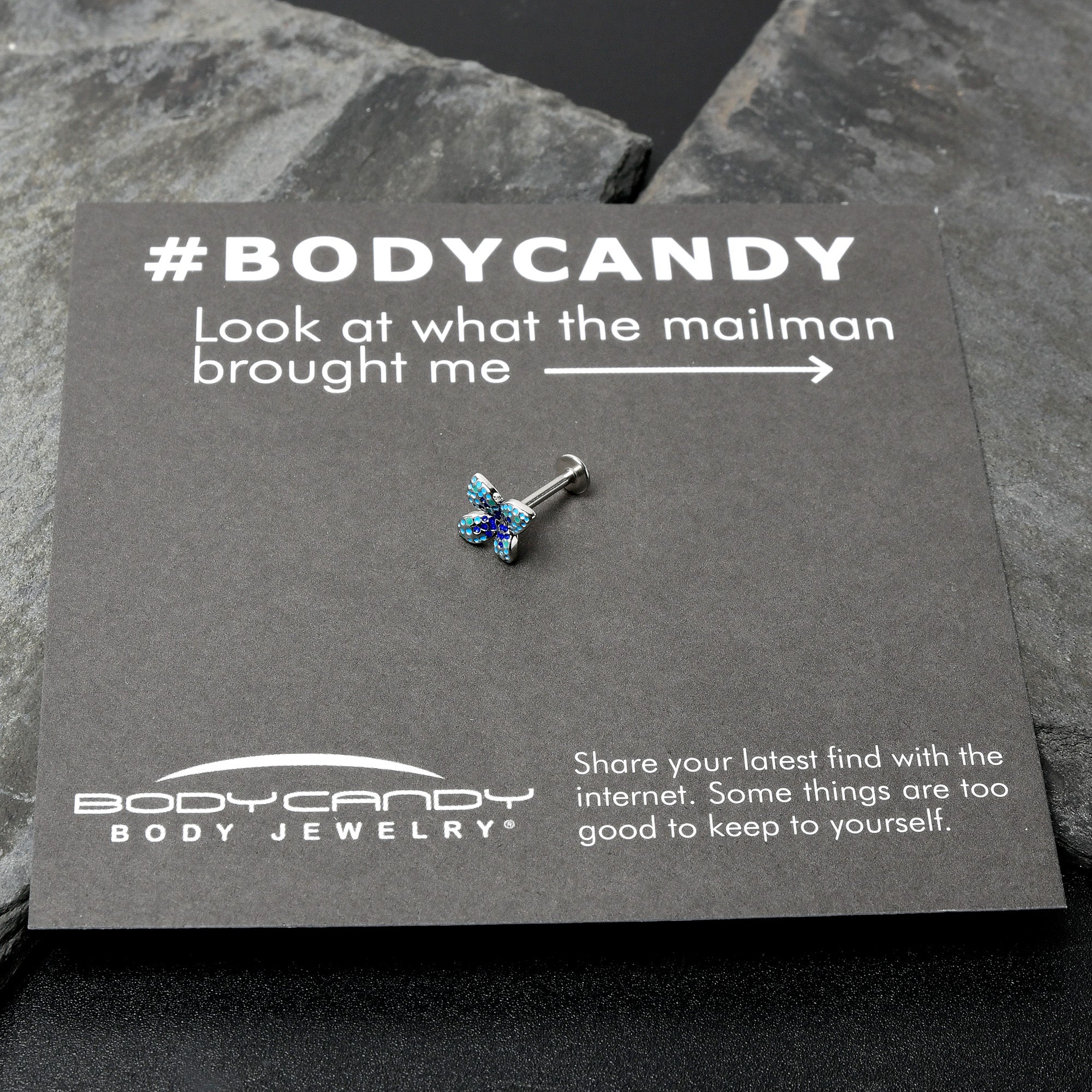 BodyCandy 16G 5/16 Glamour Butterfly Labret Monroe Tragus — size reference