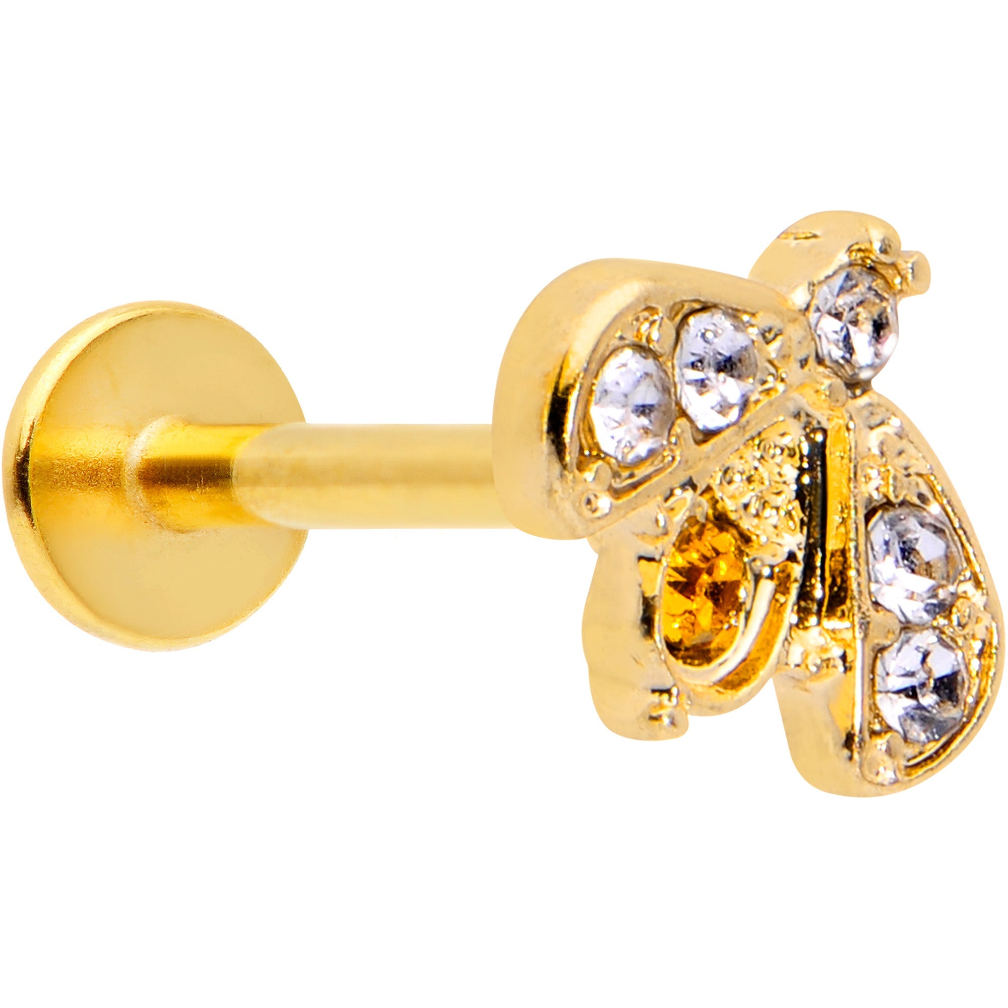 BodyCandy 16G 5/16 Yellow Gem Gold Tone Fashion Winged Bug Labret Monroe Tragus — main product shot