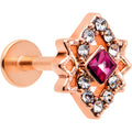 BodyCandy 16G 5/16 Red Gem Rose Gold Tone Octogram Star Labret Monroe Tragus — main product shot
