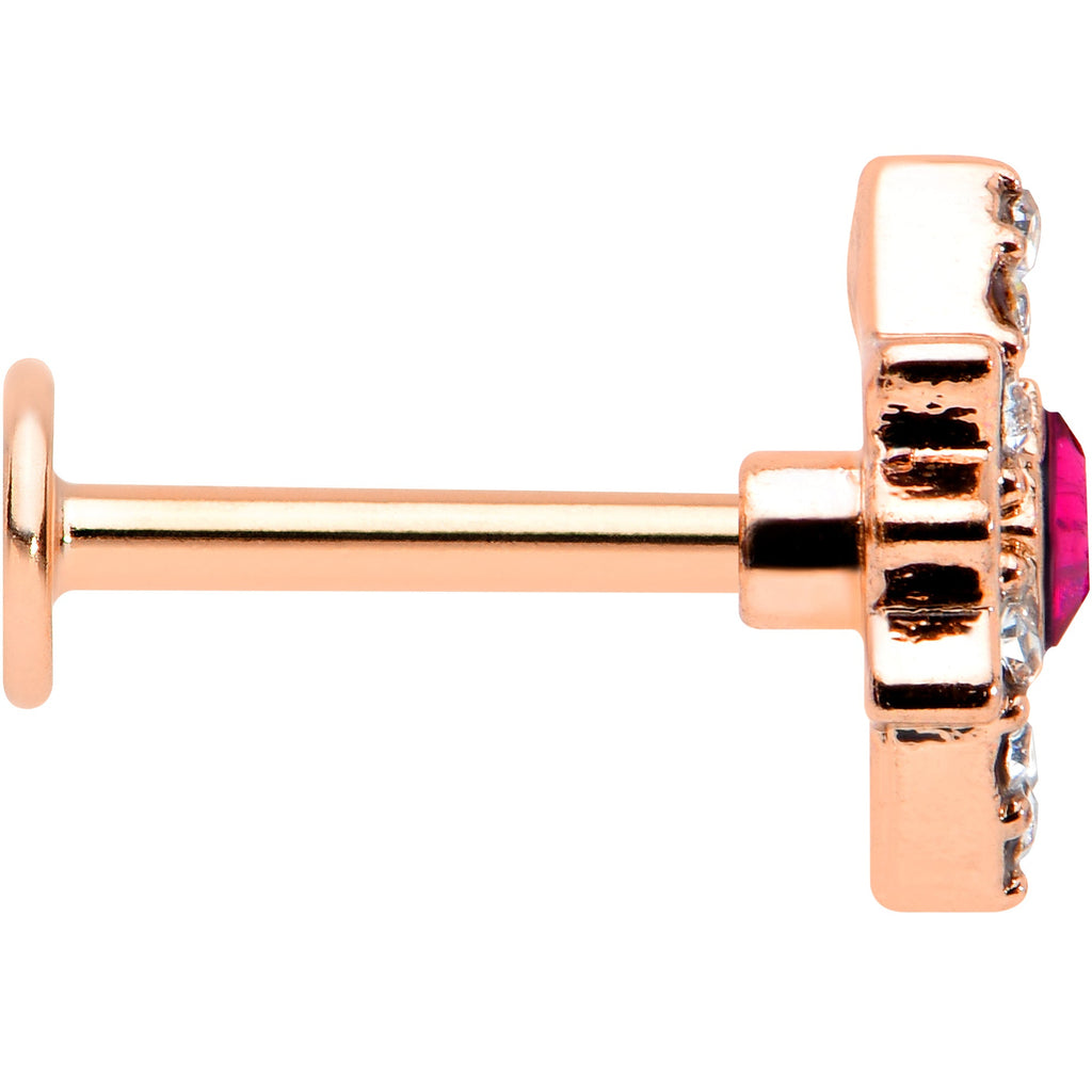 BodyCandy 16G 5/16 Red Gem Rose Gold Tone Octogram Star Labret Monroe Tragus — lifestyle context