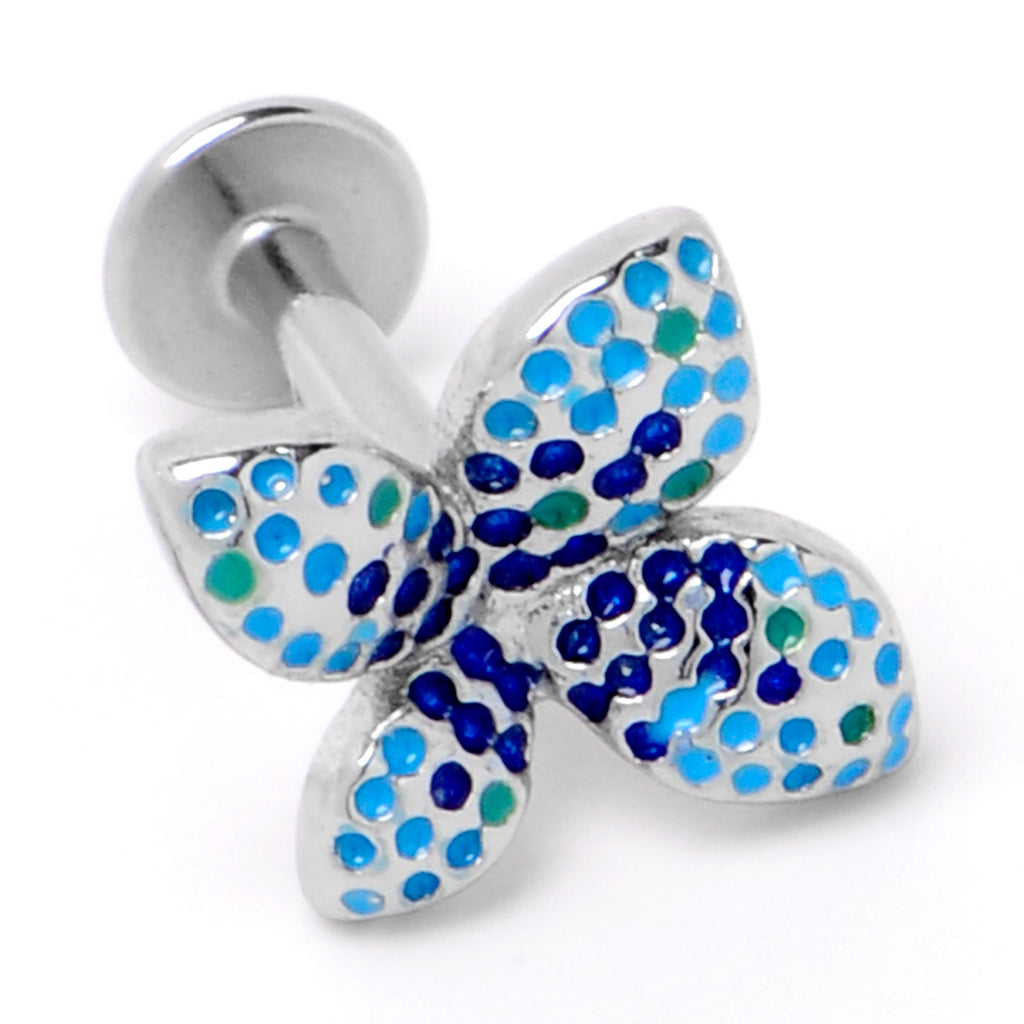 BodyCandy 16G 1/4 Glamour Butterfly Labret Tragus — back view