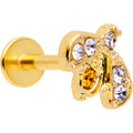 BodyCandy 16G 1/4 White Yellow Gem Gold Tone Fashion Winged Bug Labret — main product shot