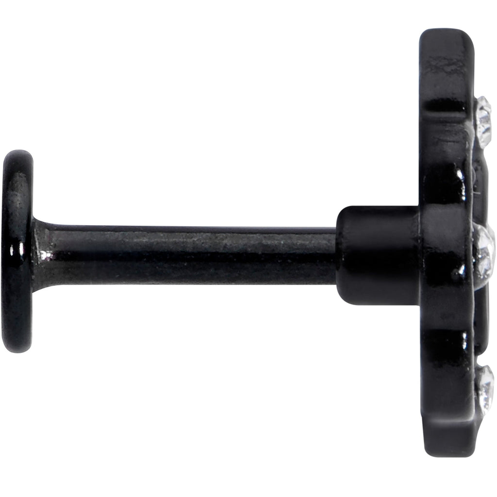 BodyCandy 16G 1/4 CZ Faux Tourmaline Black Lacy Drop Labret — lifestyle context