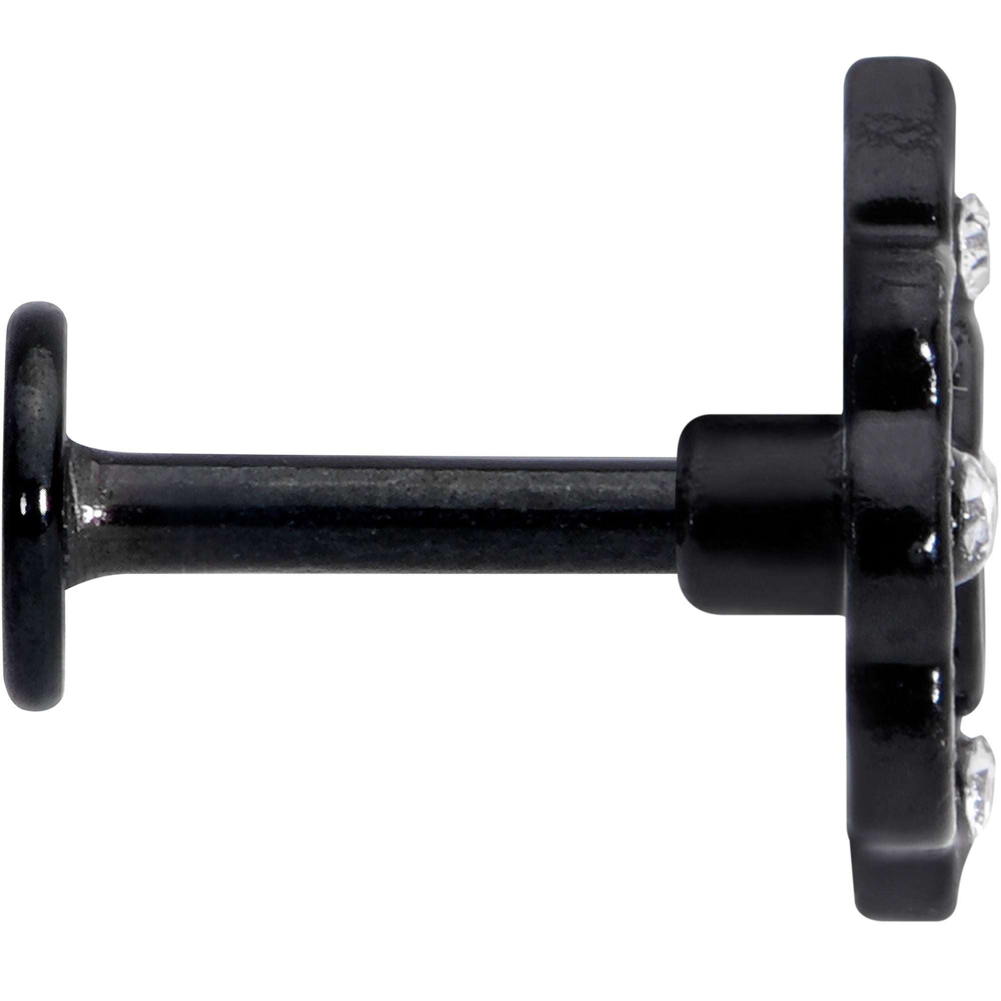 BodyCandy 16G 1/4 CZ Faux Tourmaline Black Lacy Drop Labret — lifestyle context