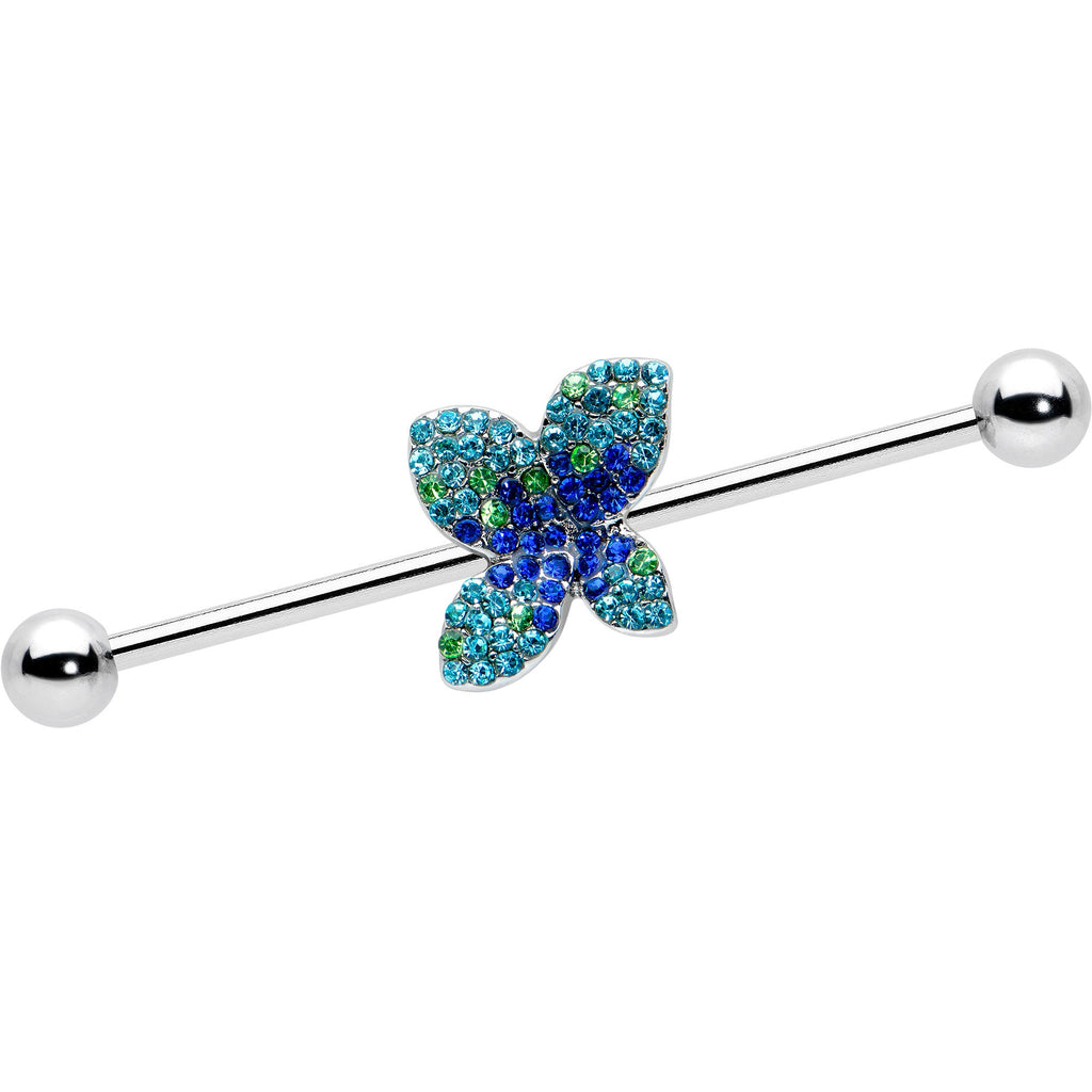 BodyCandy 14G Blue Green Gem Glam Butterfly Industrial Barbell 38mm — main product shot