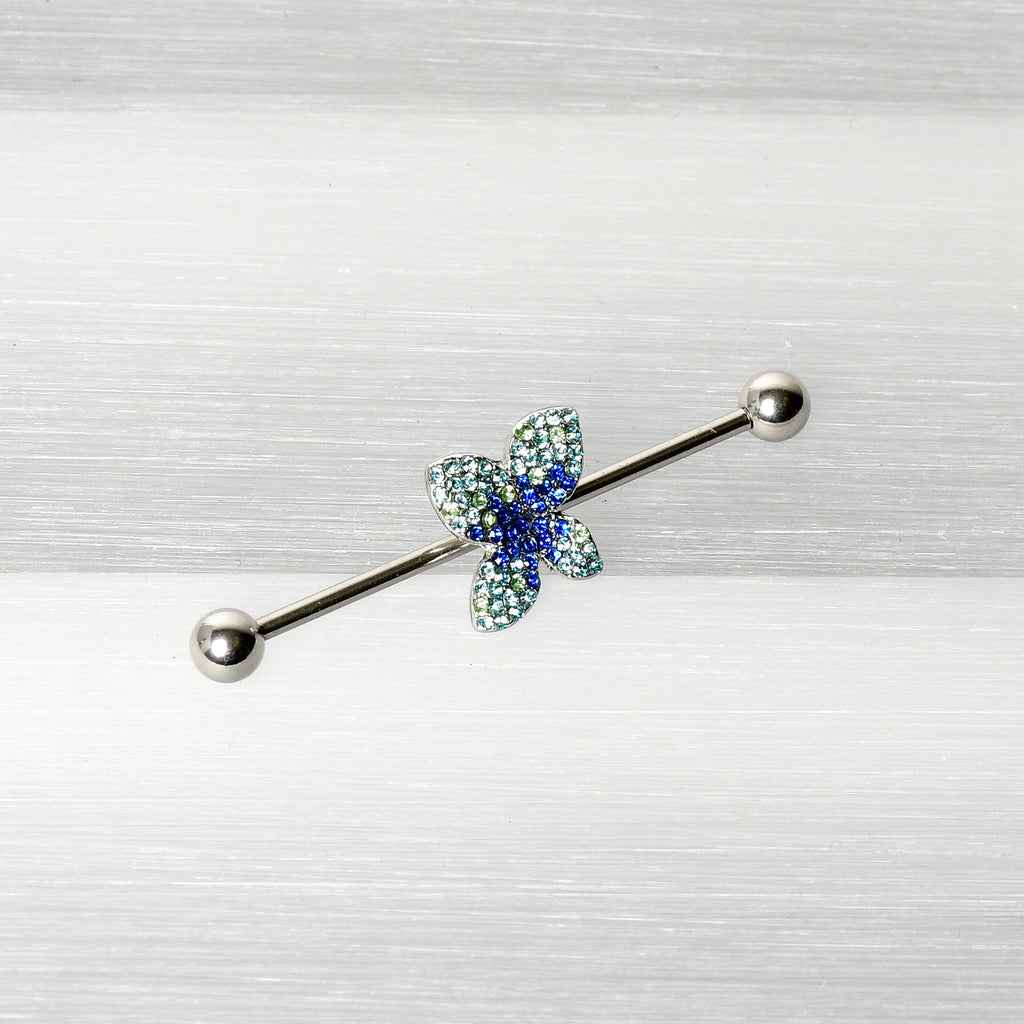 BodyCandy 14G Blue Green Gem Glam Butterfly Industrial Barbell 38mm — back view
