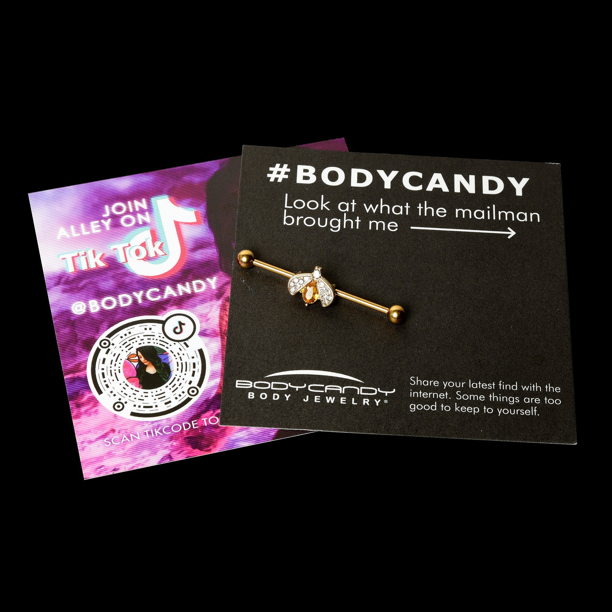 BodyCandy 14G Clear Yellow Gem Gold Tone Style Bug Industrial Barbell 38mm — size reference