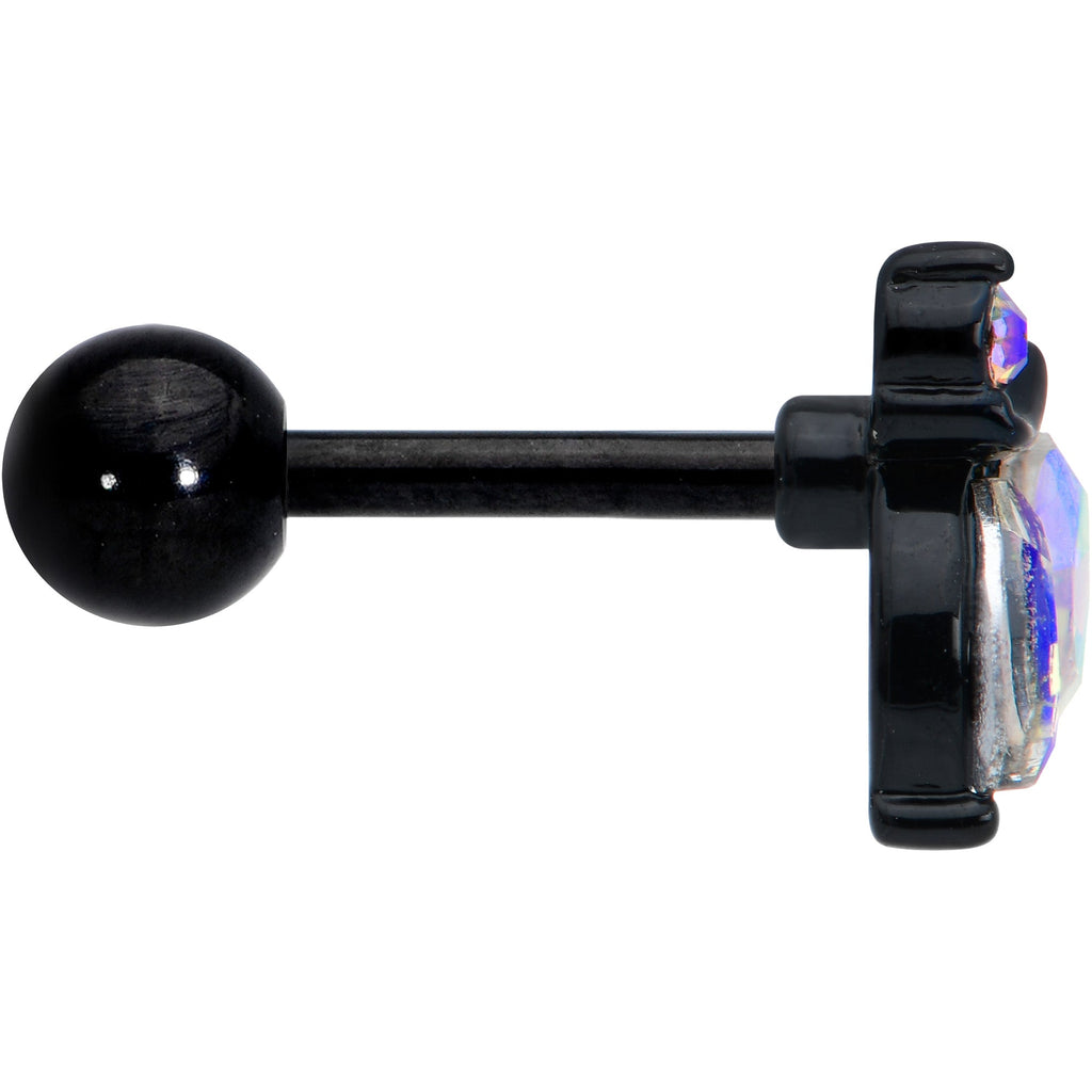 BodyCandy 16G 1/4 Aurora CZ Gem Black Fleur de Lis Butterfly Cartilage Tragus Earring — lifestyle context