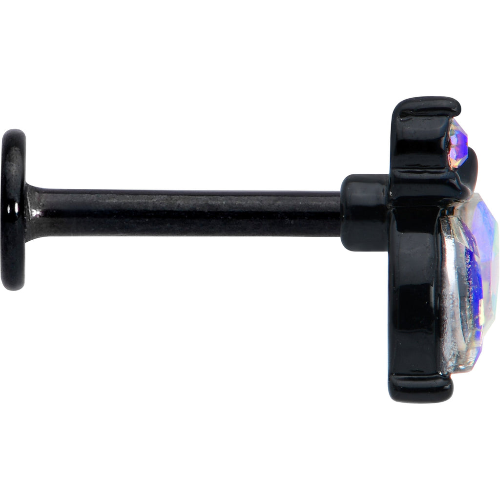 BodyCandy 16G 5/16 Aurora CZ Gem Black Fleur de Lis Butterfly Labret Monroe Tragus — lifestyle context