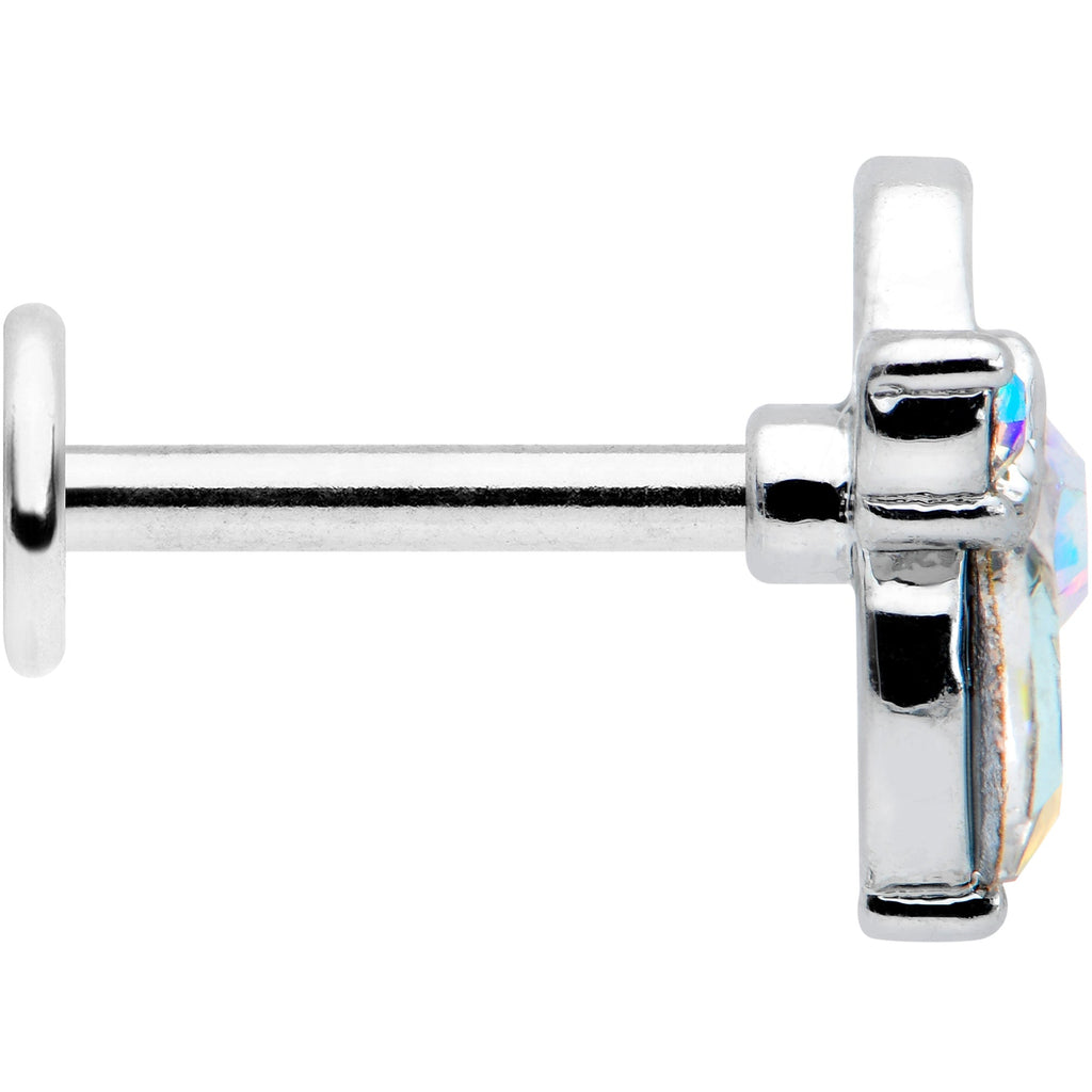 BodyCandy 16G 5/16 Aurora CZ Gem Fleur de Lis Butterfly Labret Monroe Tragus — lifestyle context