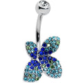 BodyCandy Clear Blue Green Gem Glamour Butterfly Belly Ring — main product shot