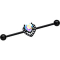BodyCandy 14G Aurora Clear Gem Black Rococo Heart Industrial Barbell 38mm — main product shot