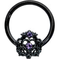 BodyCandy 16G 3/8 Purple Gem Black Regal Crown Hinged Segment Ring — main product shot