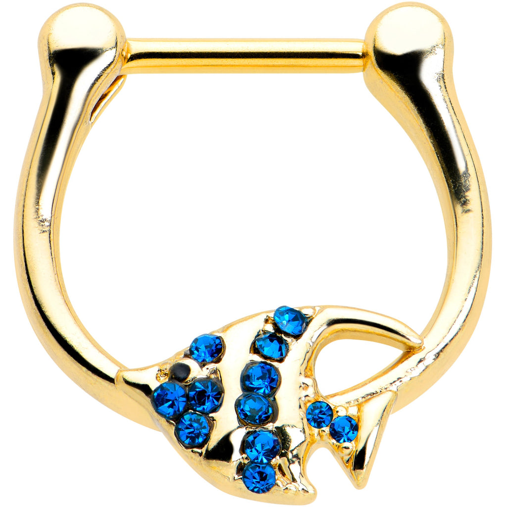 BodyCandy 16G 5/16 Blue Gem Gold Tone Adorable Angelfish Cartilage Clicker — main product shot