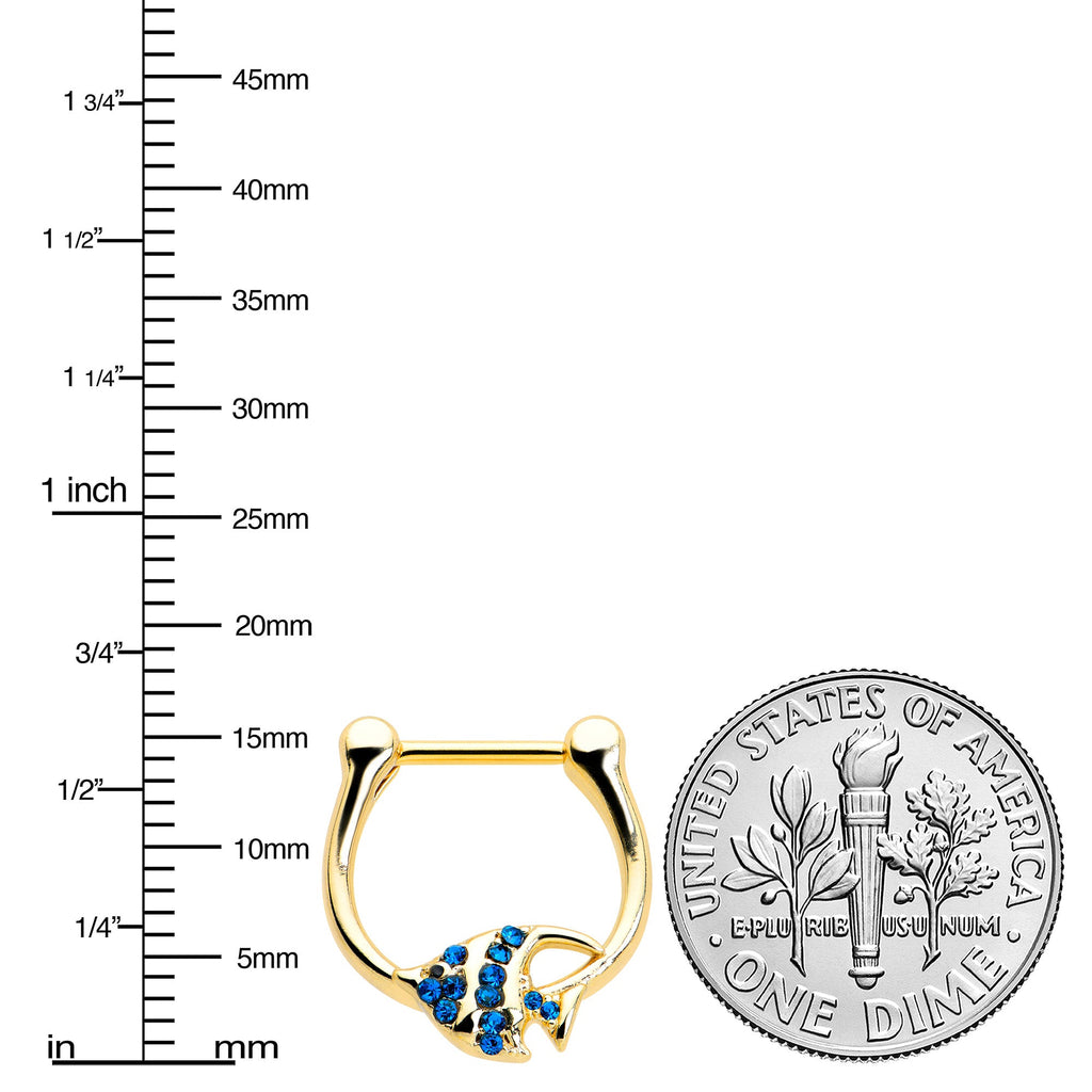 BodyCandy 16G 5/16 Blue Gem Gold Tone Adorable Angelfish Cartilage Clicker — lifestyle context