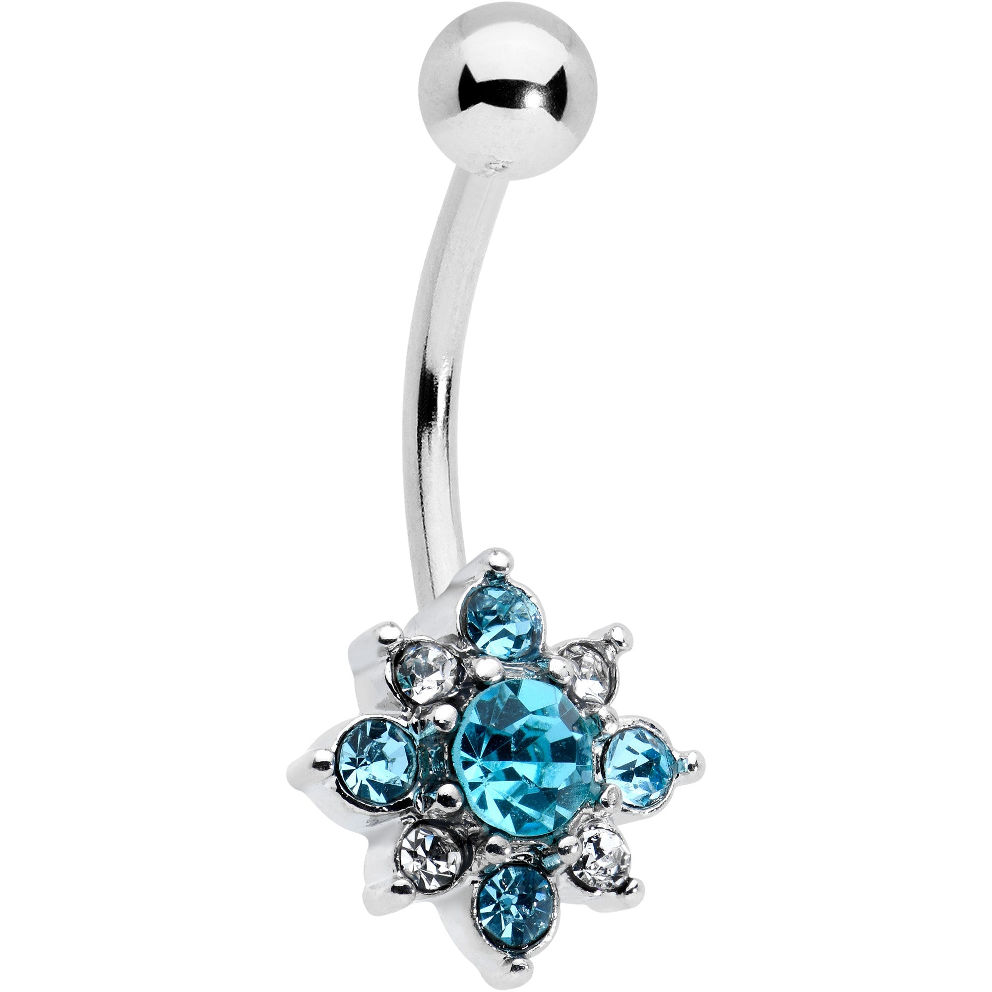 BodyCandy Blue Clear Gem Stylish Snowflake Holiday Belly Ring — main product shot