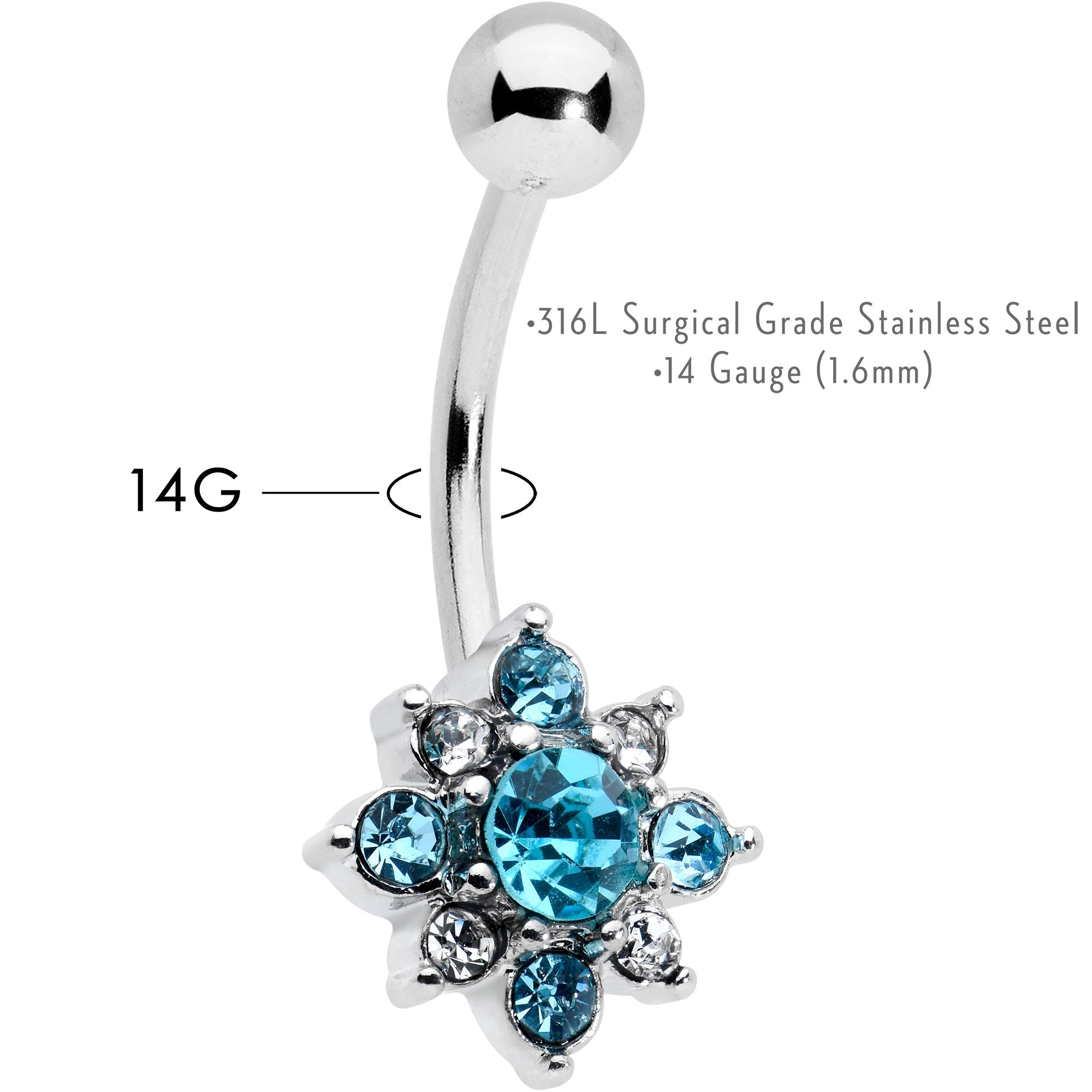 BodyCandy Blue Clear Gem Stylish Snowflake Holiday Belly Ring — lifestyle context