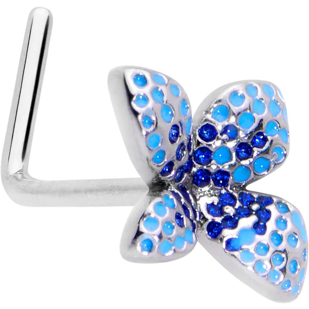 BodyCandy 20G 7mm Glamour Butterfly L Shape Nose Ring — main product shot
