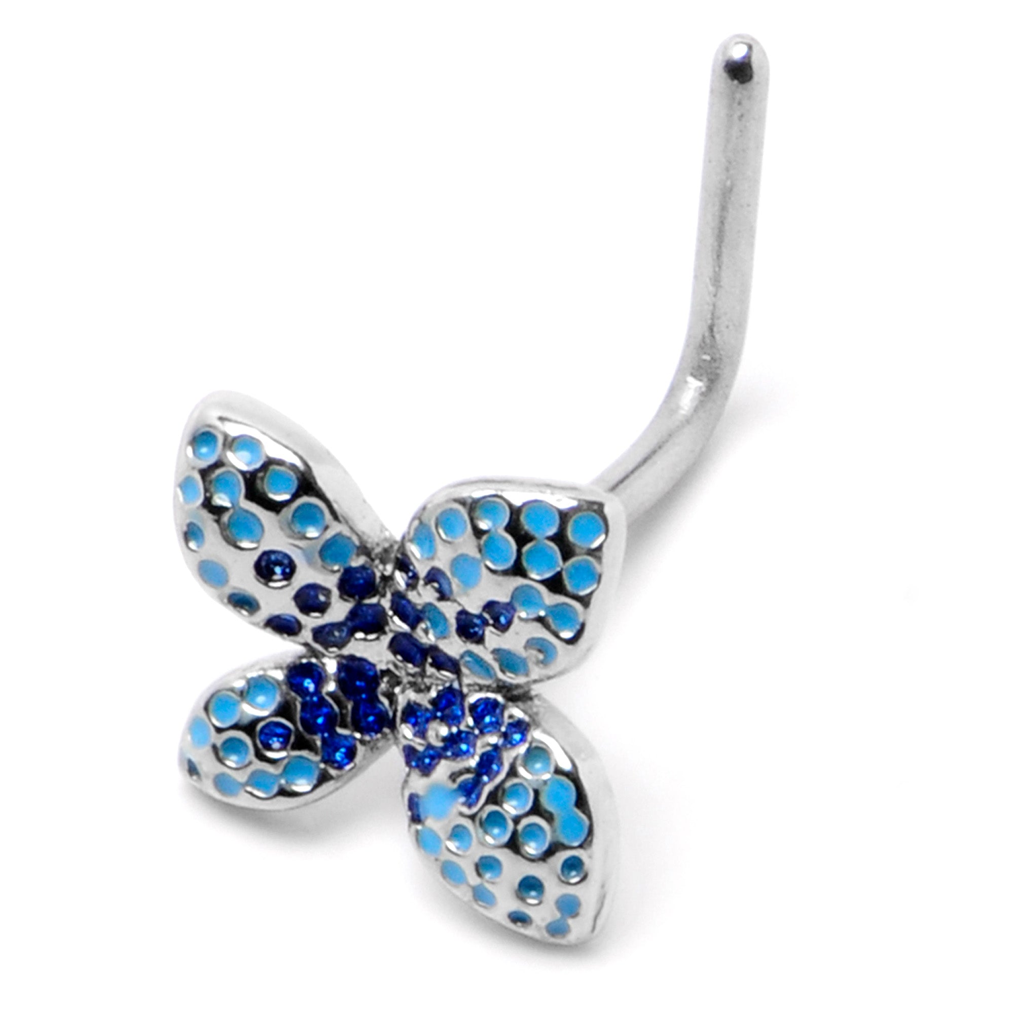 BodyCandy 20G 7mm Glamour Butterfly L Shape Nose Ring — back view